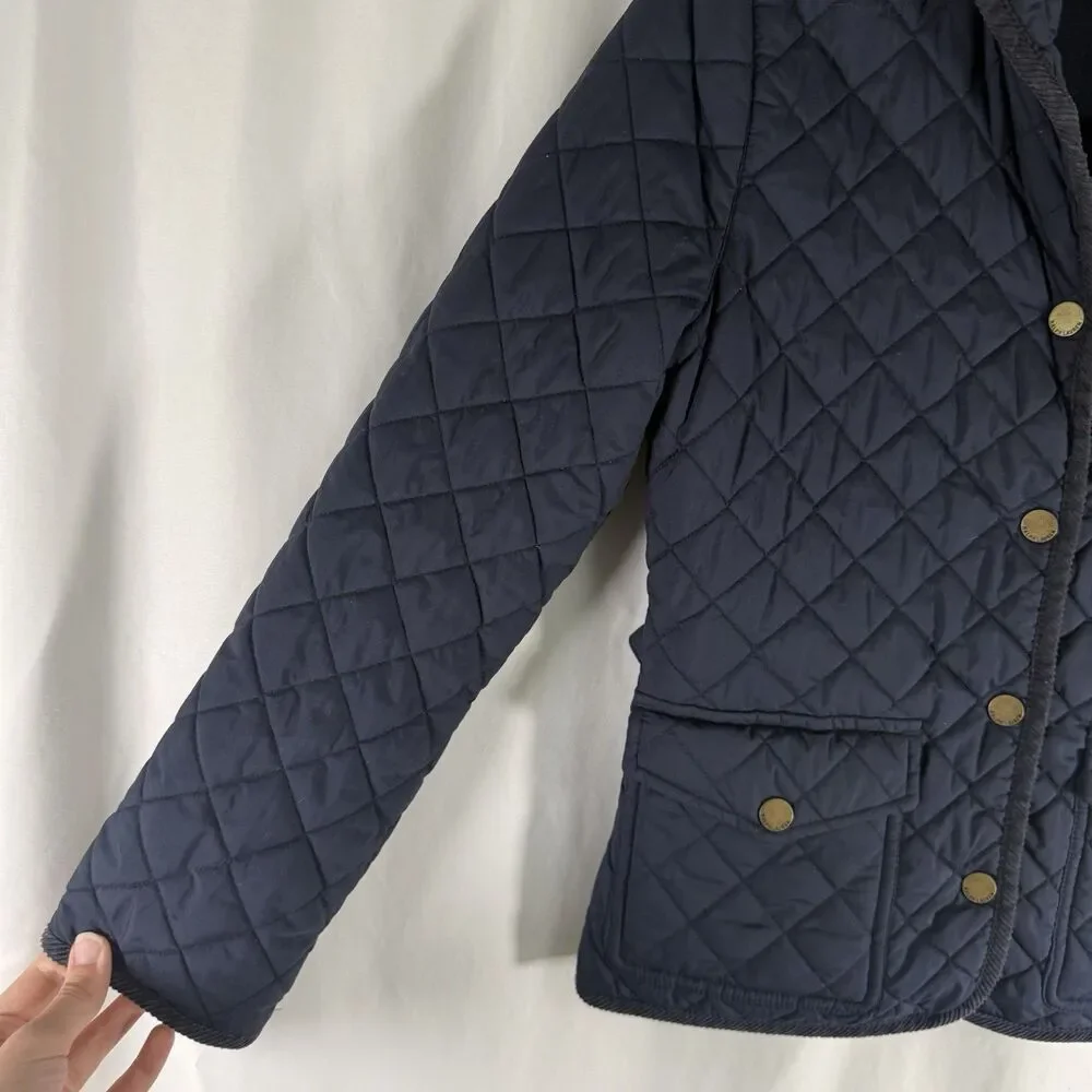Ralph Lauren Jacket Girls Large 12-14 Black Snap Front Light Puffer Pockets